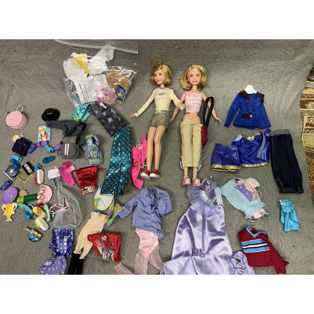 VTG 1987 MARY-KATE & ASHLEY OLSON 10" DOLLS W/ CLOTHING AND ACCESSORIES MATTEL